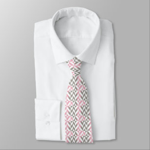Corbata Raspberry rosa y ZigZag geométrico plateado