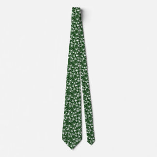 Corbata Ray Circles - Blanco sobre verde oscuro