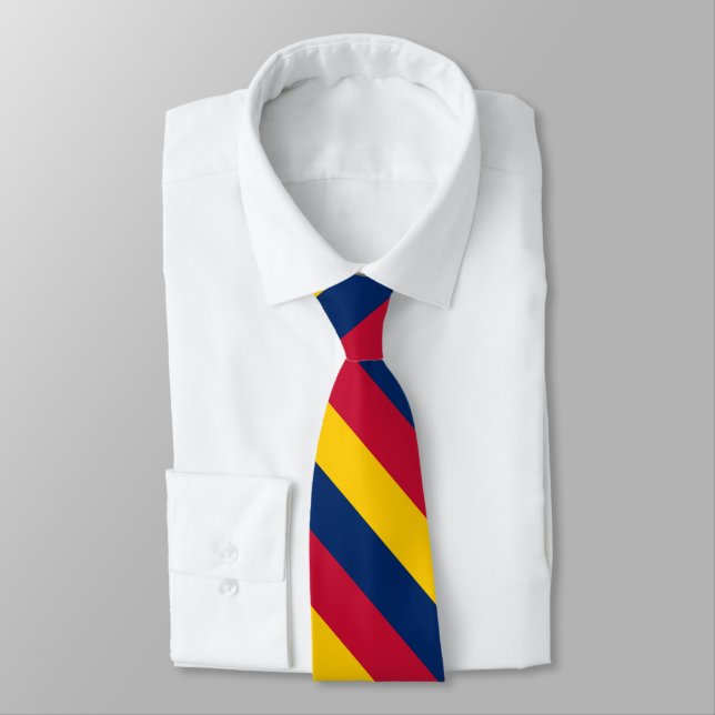 Corbata Raya amarilla y roja azul de la universidad (Atado)