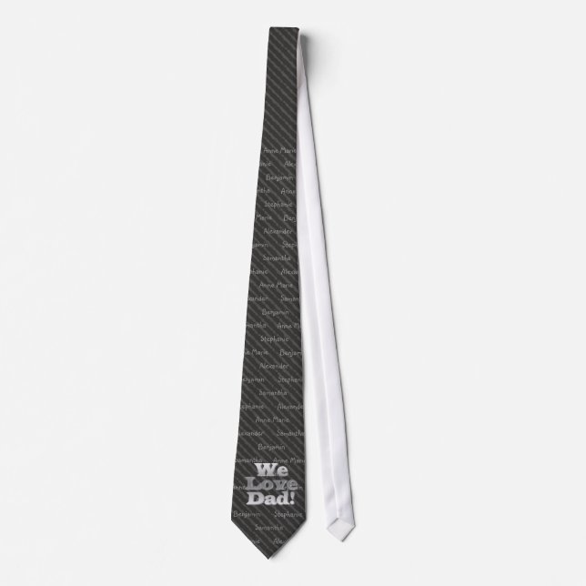 Corbata Raya gris personalizada de hasta 5 nombres amamos (Anverso)