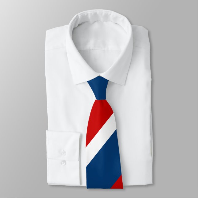 Corbata Raya regimental amplia blanca y azul roja (Atado)