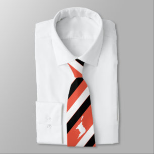 Corbata Rayado Rojo Blanco Negro con Mapa de Trinidad en R