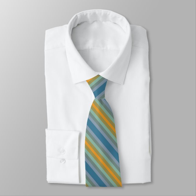 Corbata Rayas - Amarillo Lavanda Azul Olive Green Aqua (Atado)