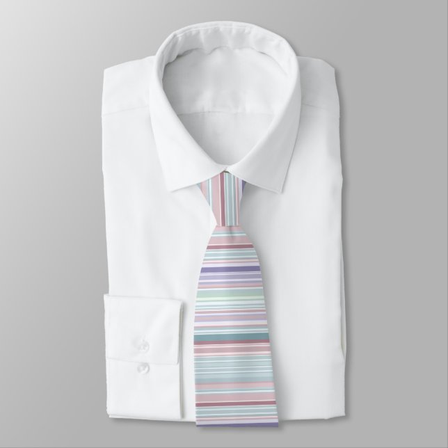 Corbata Rayas Aqua, Rubor y Lavanda (Atado)