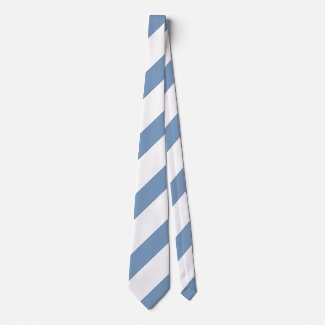 Corbata Rayas Azules Polvorientas y Blancas  (Anverso)