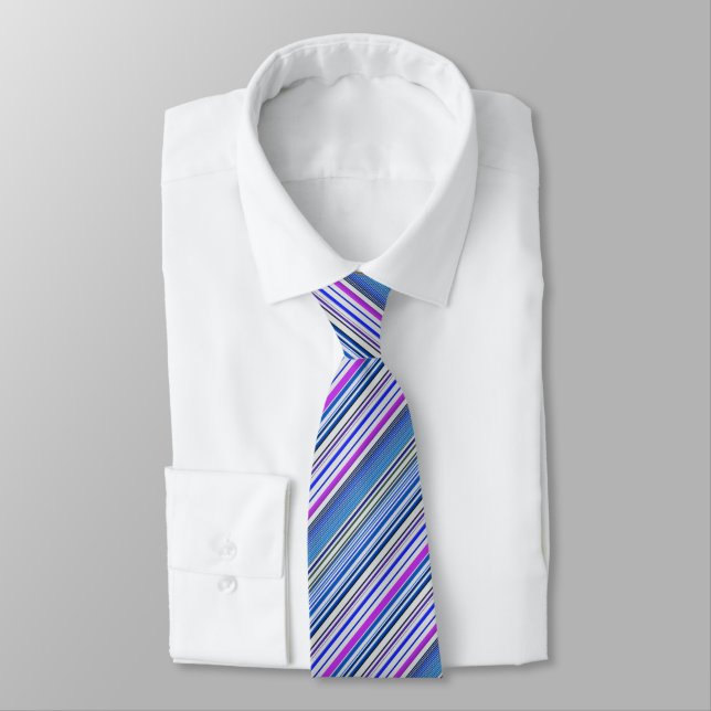 Corbata Rayas azules violetas lindas (Atado)