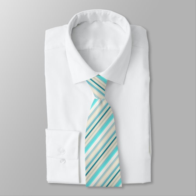 Corbata Rayas blancas aqua lindas (Atado)