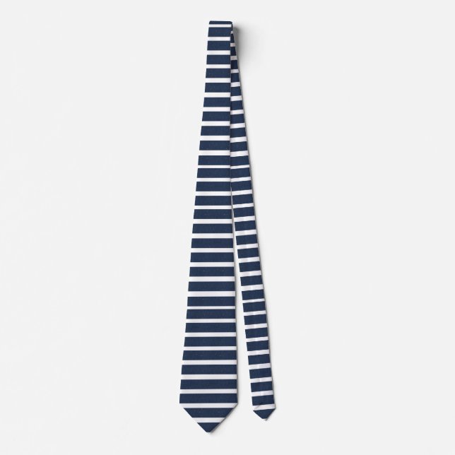 Corbata Rayas Blancas Azul Marino (Anverso)