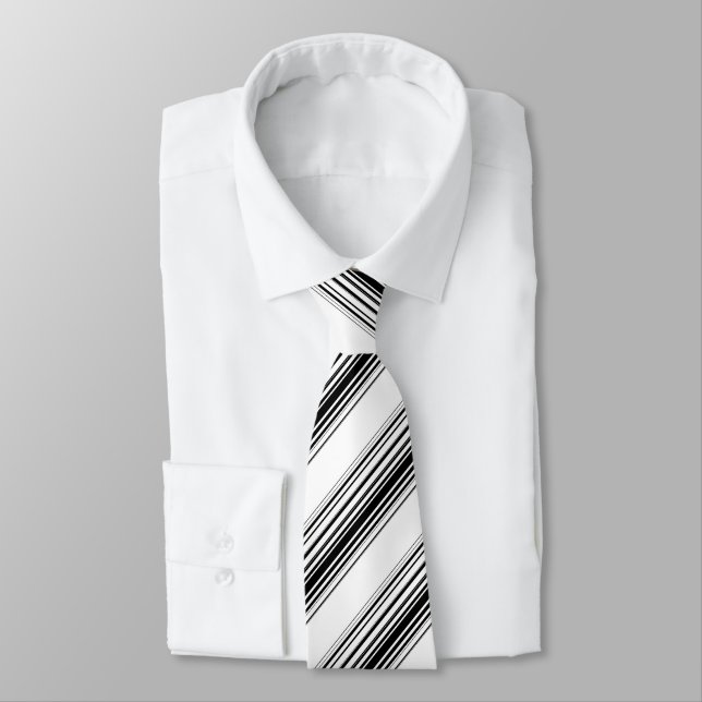 Corbata Rayas blancas y negras modernas (Atado)
