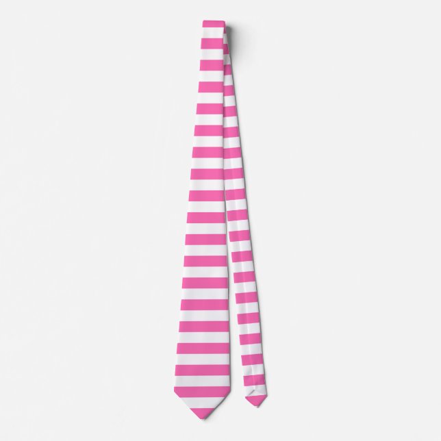 Corbata Rayas blancas y rosadas calientes (Anverso)
