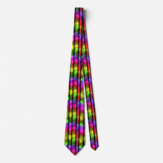 Corbata Rayas Brillantes Arcoíris de Neón (Anverso)