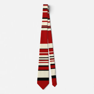 Corbata Rayas complejas - rojo y crema