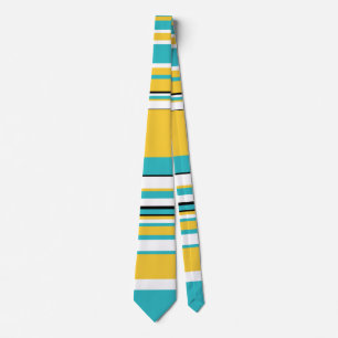 Corbata Rayas complejas - turquesa y amarilla