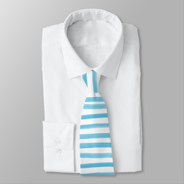 Corbata Rayas de acuarela azules de PixDezines/ajustables (Atado)