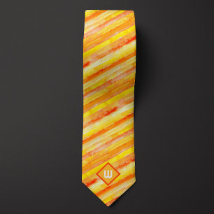 Corbata Rayas de Acuarela Naranja y Amarillo