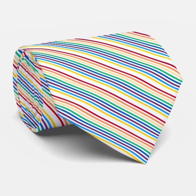 Corbata Rayas de Arcoíris (Enrollado)