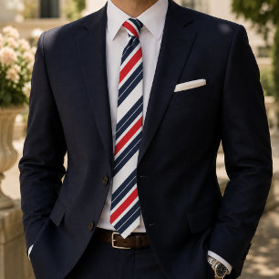 Corbata Rayas de caramelo azul marino rojo blanco