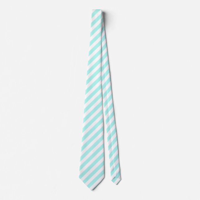 Corbata Rayas de caramelo blanco y turquesa (Anverso)