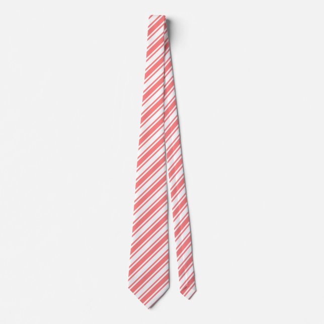 Corbata Rayas de caramelo de coral y blanco (Anverso)