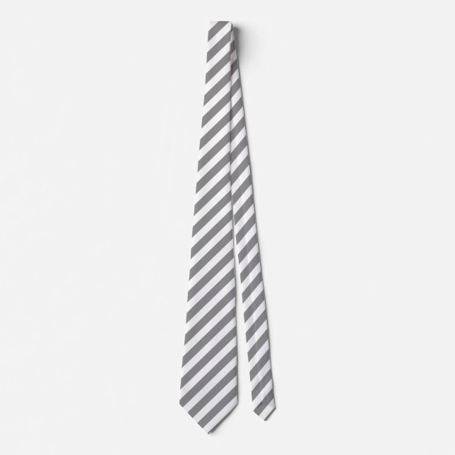 Corbata Rayas de caramelo gris y blanco (Anverso)