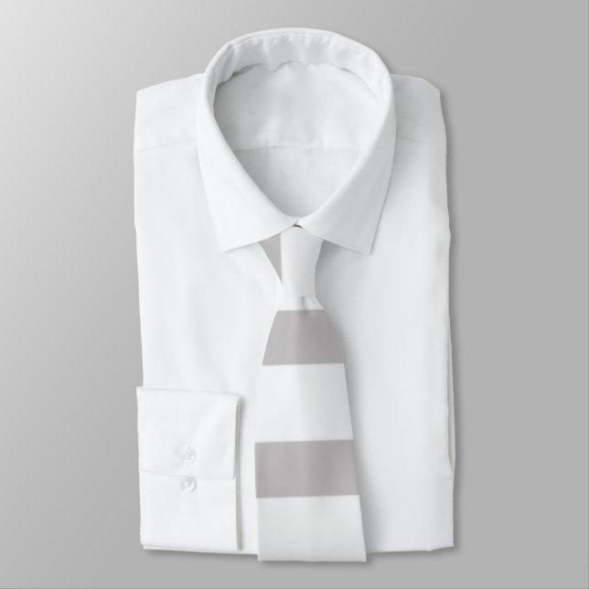 Corbata Rayas de caramelo modernas grises blancas (Atado)
