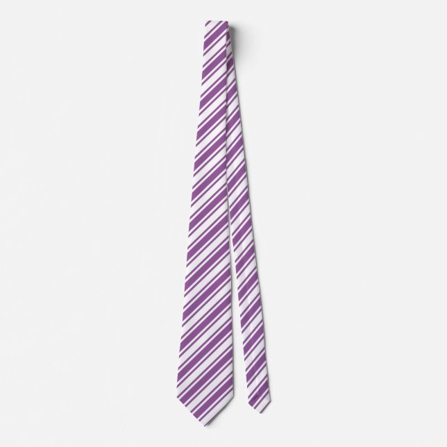 Corbata Rayas de caramelo morado y blanco (Anverso)