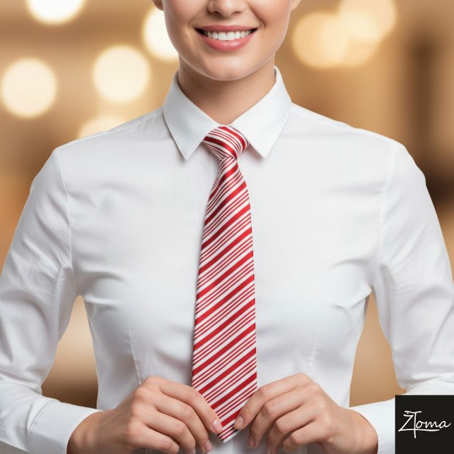 Corbata Rayas de Caramelo Rojo Lazo Festivo Navidad  (Subido por el creador)