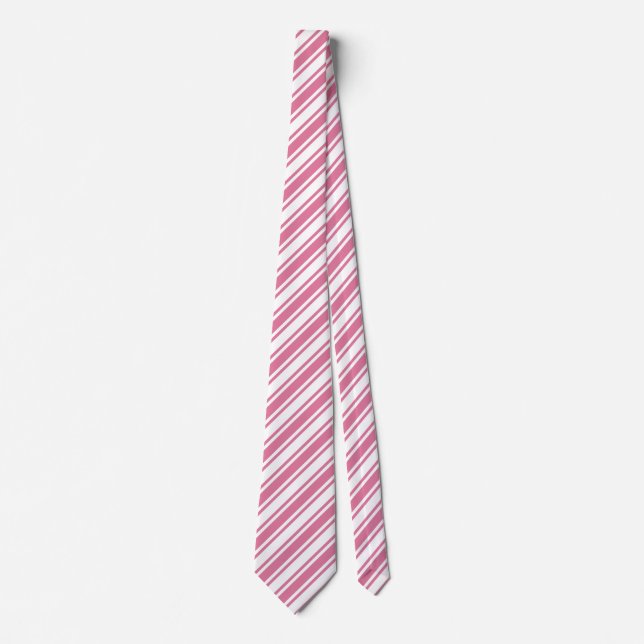 Corbata Rayas de caramelo rosa y blanco (Anverso)