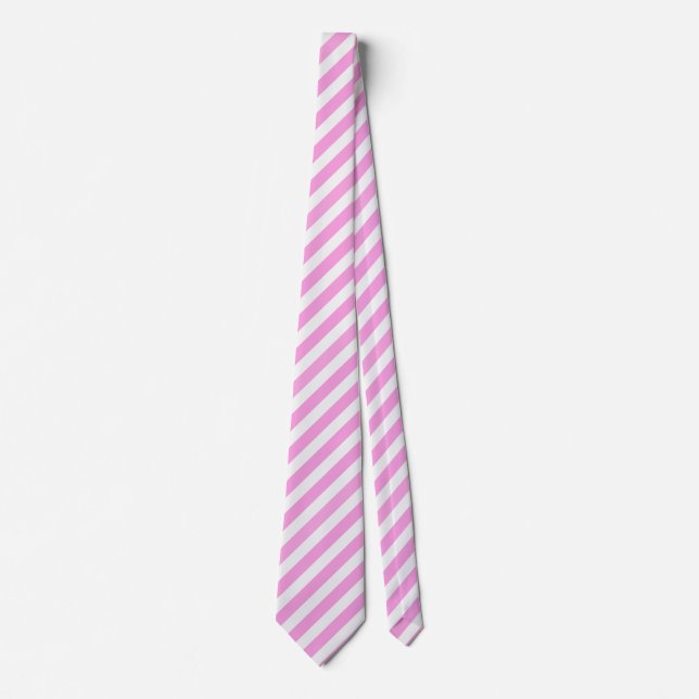 Corbata Rayas de caramelo rosa y blanco (Anverso)