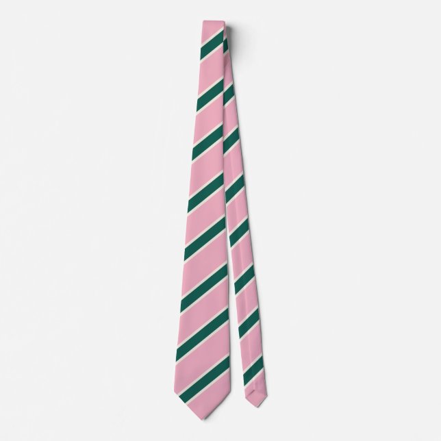 Corbata Rayas de Caramelo Rosadas y Verdes (Anverso)