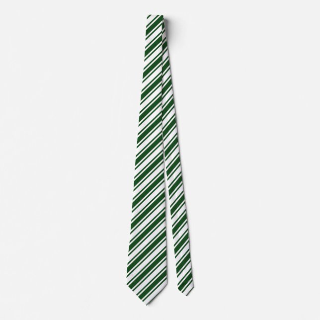 Corbata Rayas de caramelo verde oscuro y blanco (Anverso)