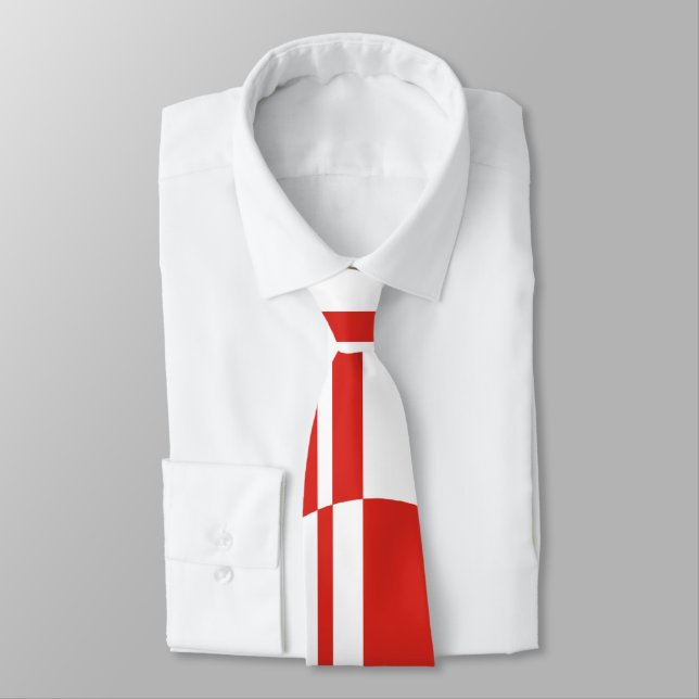 Corbata Rayas de círculo rojo blanco negativo (Atado)