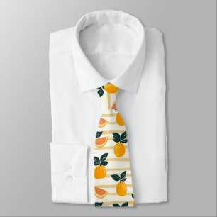 Corbata Rayas de cítrico mediterráneo y pomelo rosa