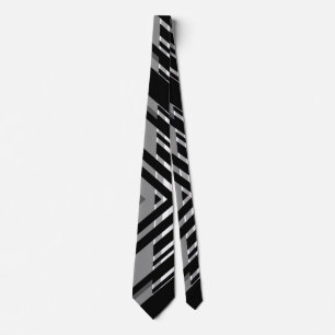 Corbata Rayas de código de barras Chevron Gris Negro