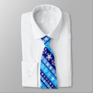 Corbata Rayas de copo de nieve azul