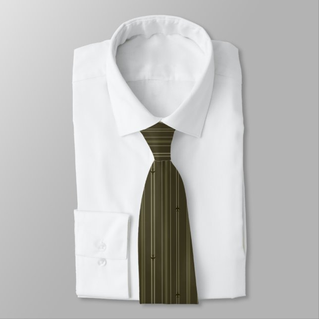 Corbata Rayas de corriente en verde oliva (Atado)