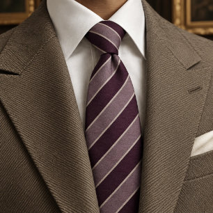 Corbata Rayas de espiga de herencia malva ciruela