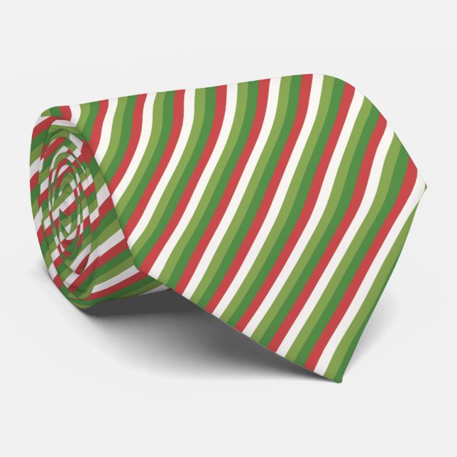 Corbata Rayas de Navidad Menta Vacaciones (Enrollado)