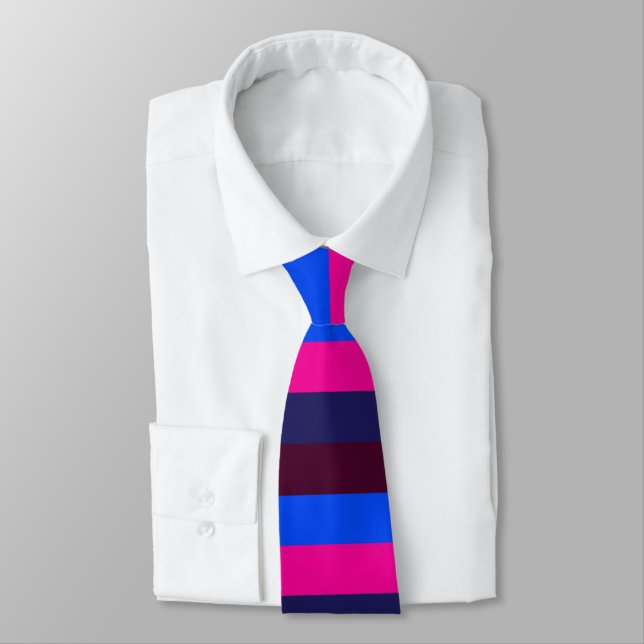 Corbata Rayas de neón de medianoche (Atado)