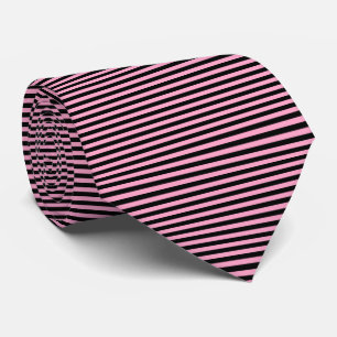 Corbata Rayas de Pinstripe Negras y Rosa Clavel Modernas