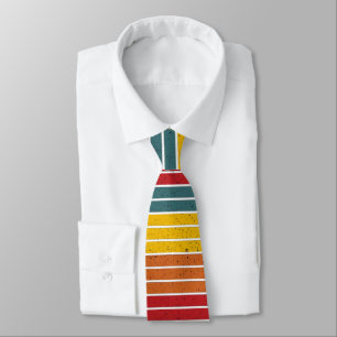 Corbata Rayas de puesta de sol arcoíris vintage retro