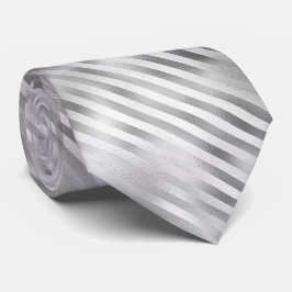 Corbata Rayas de Relieve metalizado plateado