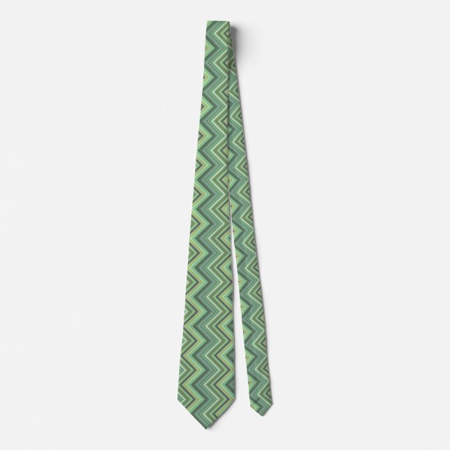 Corbata Rayas de zigzag verde oliva (Anverso)