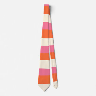 Corbata Rayas desiguales - rosa, Naranja y crema