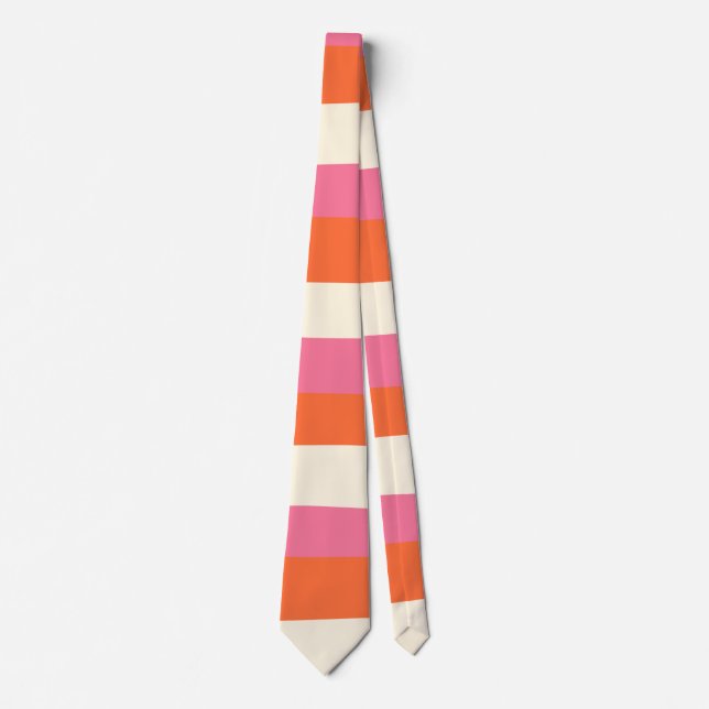 Corbata Rayas desiguales - rosa, Naranja y crema (Anverso)
