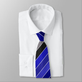 Corbata Rayas diagonales azul, negro y blanco