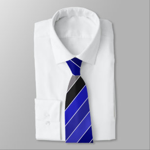 Corbata Rayas diagonales azul, negro y blanco