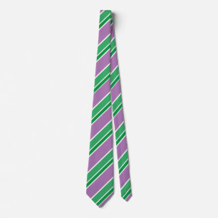Corbata Rayas diagonales de caramelo púrpura verde blanco 