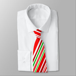 Corbata Rayas diagonales de caramelo rojas blancas y verde