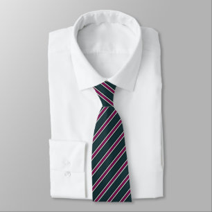 Corbata Rayas diagonales modernas en azul verdoso y magent